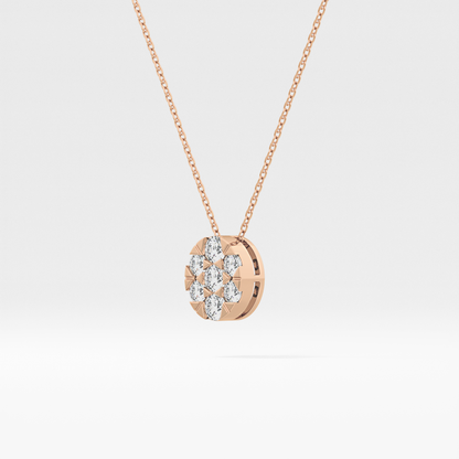 0.54 TCW Round Lab Grown Diamond Multi Stone Oval Pendant Necklace