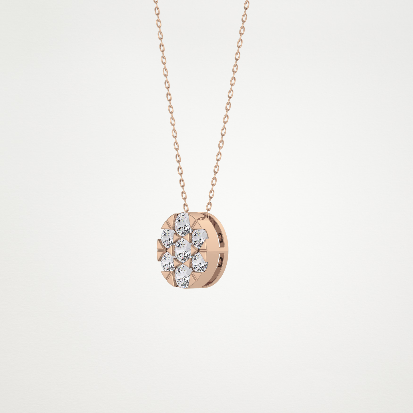 0.54 TCW Round Lab Grown Diamond Multi Stone Oval Pendant Necklace