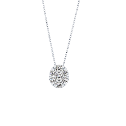 0.54 TCW Round Lab Grown Diamond Multi Stone Oval Pendant Necklace