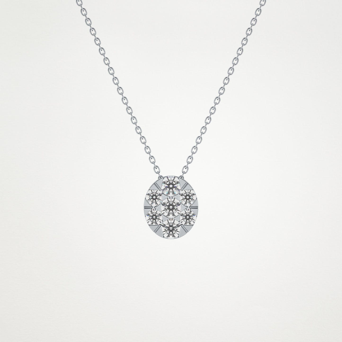 0.54 TCW Round Lab Grown Diamond Multi Stone Oval Pendant Necklace
