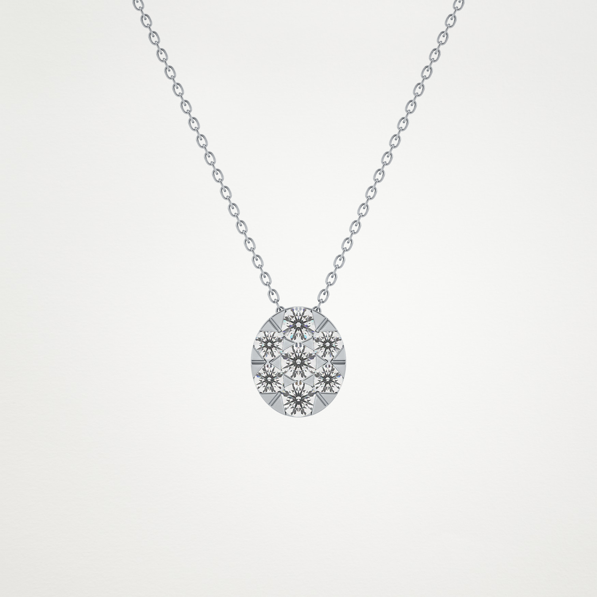0.54 TCW Round Lab Grown Diamond Multi Stone Oval Pendant Necklace