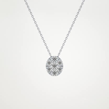 0.54 TCW Round Lab Grown Diamond Multi Stone Oval Pendant Necklace