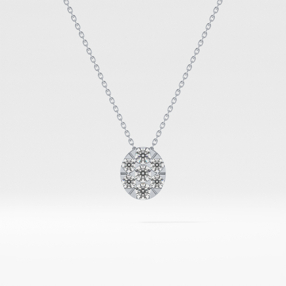 0.54 TCW Round Lab Grown Diamond Multi Stone Oval Pendant Necklace