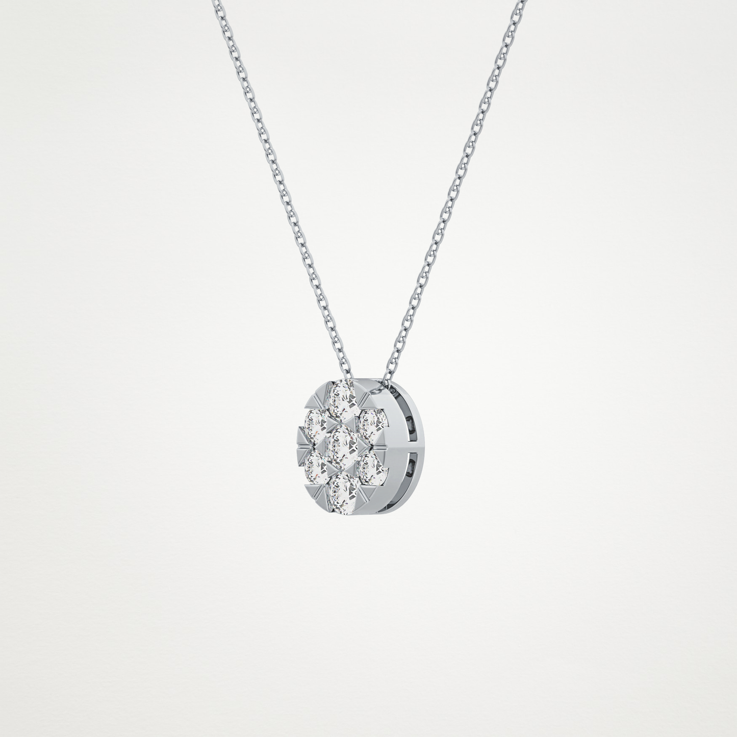 0.54 TCW Round Lab Grown Diamond Multi Stone Oval Pendant Necklace