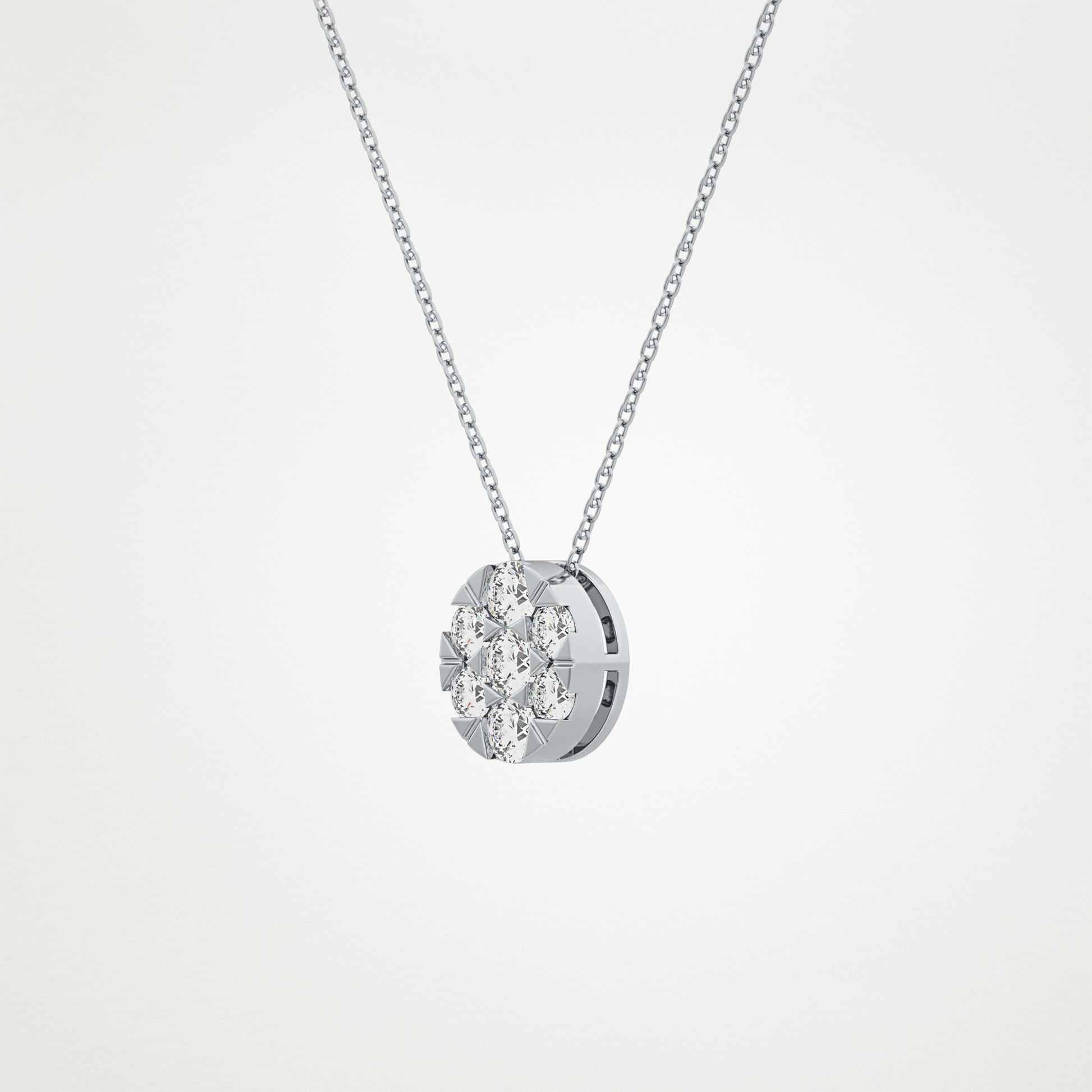 0.54 TCW Round Lab Grown Diamond Multi Stone Oval Pendant Necklace