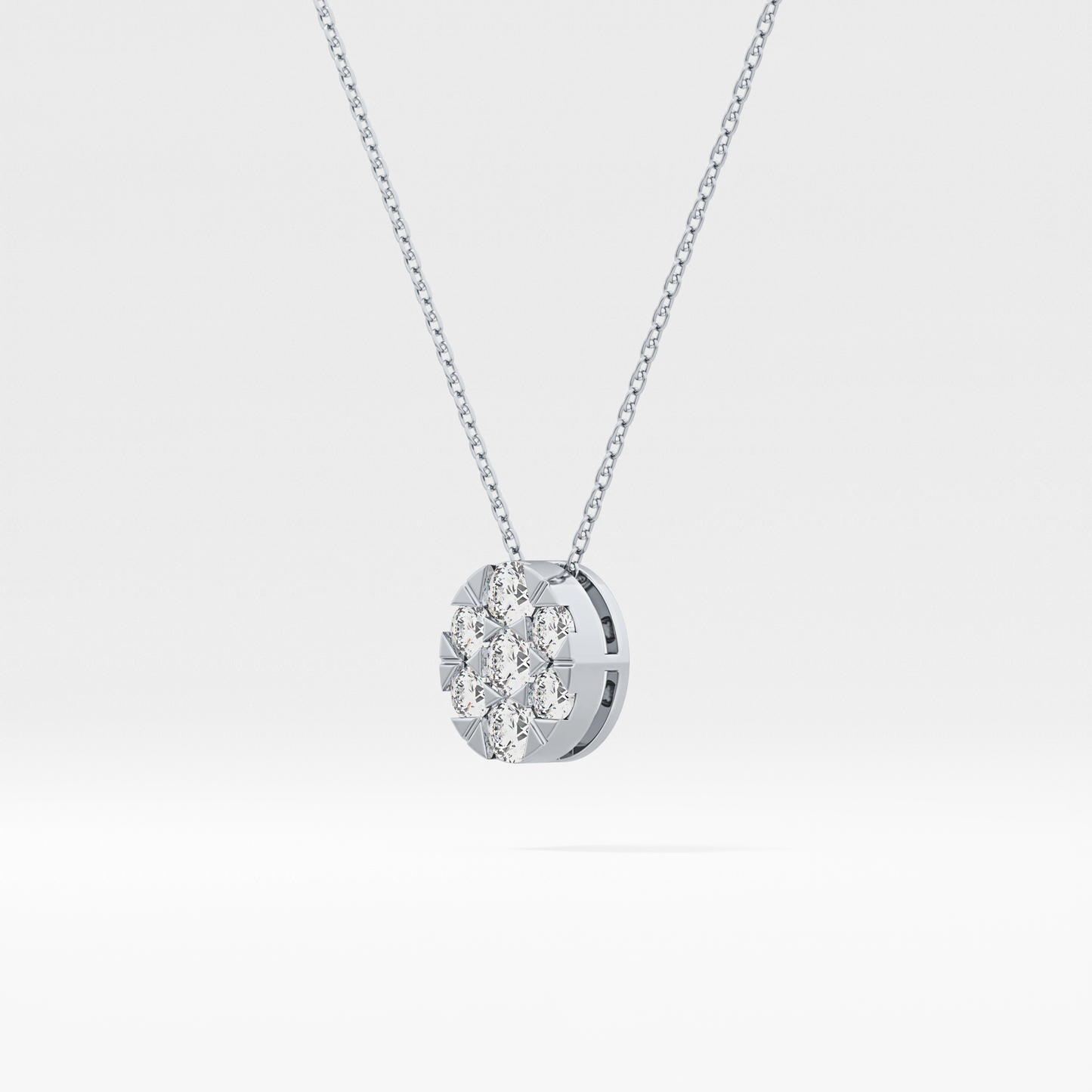 0.54 TCW Round Lab Grown Diamond Multi Stone Oval Pendant Necklace