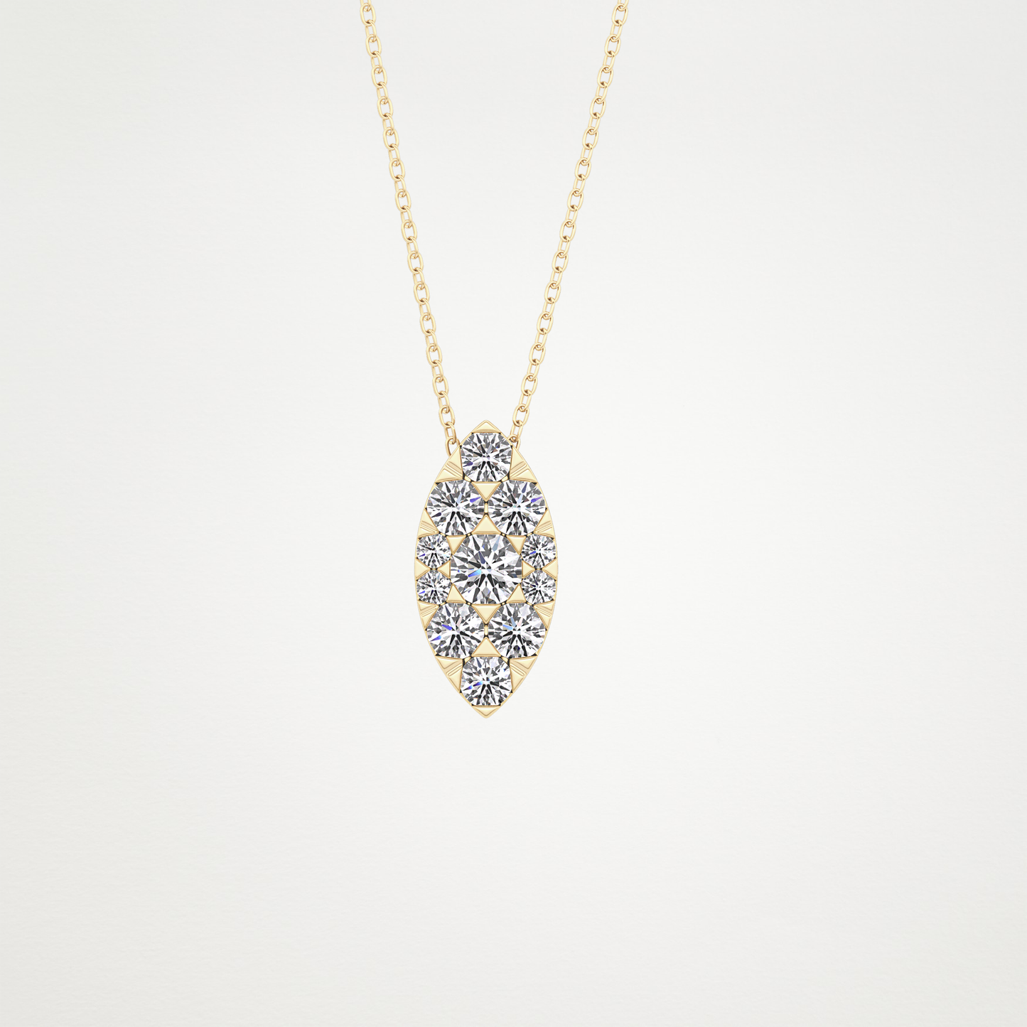 0.7 TCW Round Lab Grown Diamond Multi Stone Marquise Pendant Necklace