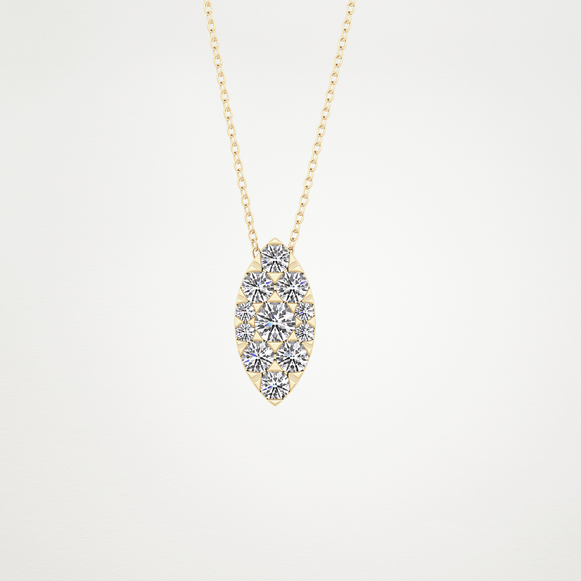 0.7 TCW Round Lab Grown Diamond Multi Stone Marquise Pendant Necklace
