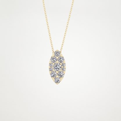 0.7 TCW Round Lab Grown Diamond Multi Stone Marquise Pendant Necklace