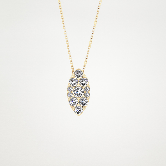 0.7 TCW Round Lab Grown Diamond Multi Stone Marquise Pendant Necklace