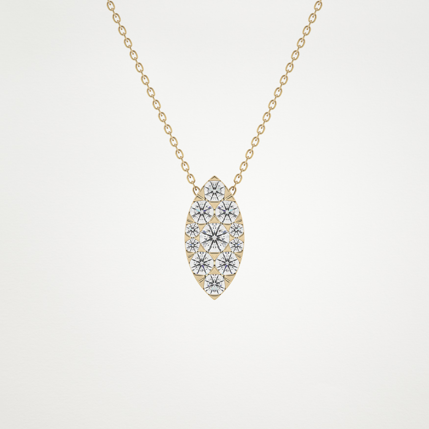 0.7 TCW Round Lab Grown Diamond Multi Stone Marquise Pendant Necklace