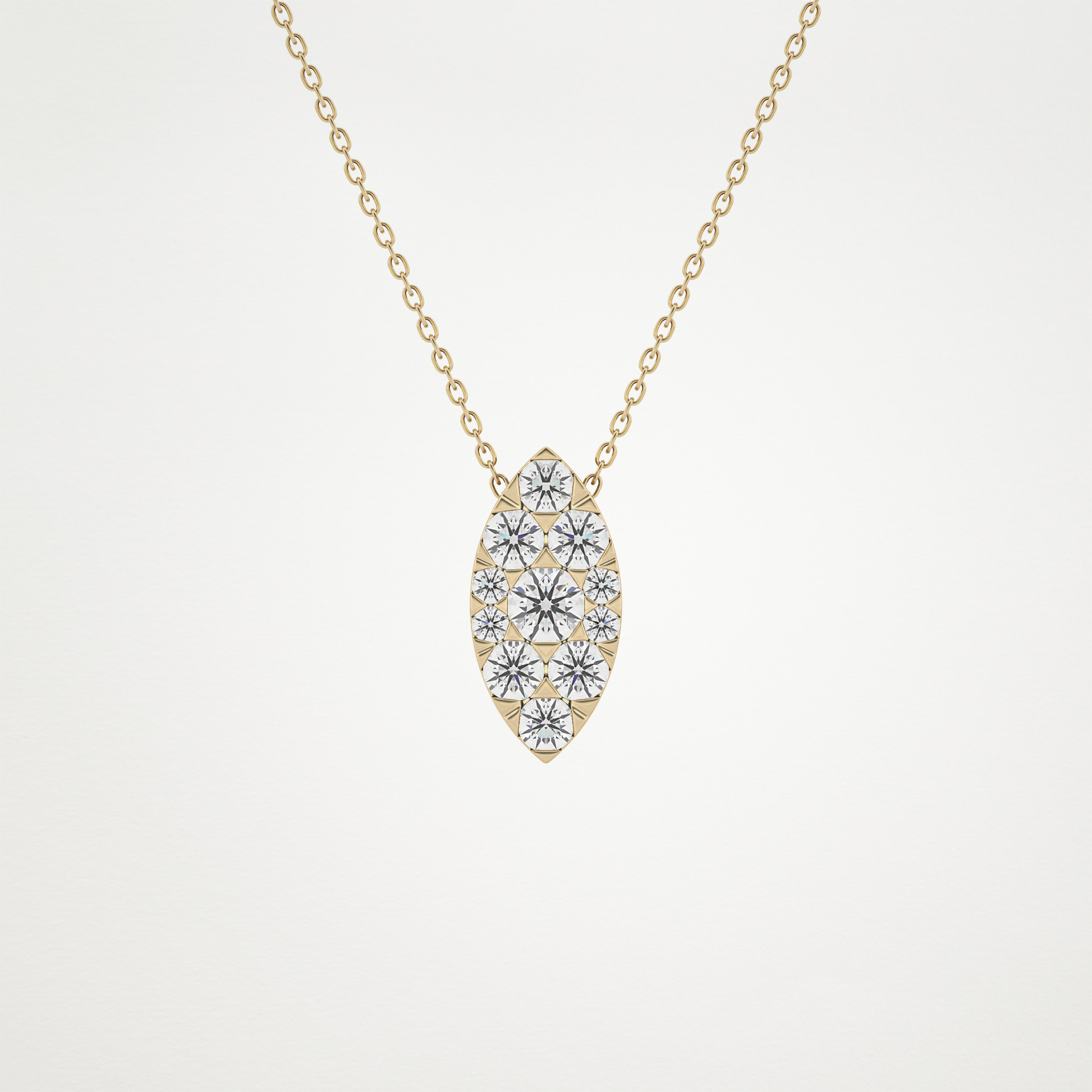 0.7 TCW Round Lab Grown Diamond Multi Stone Marquise Pendant Necklace