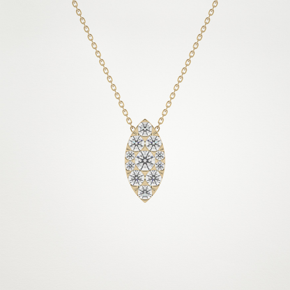 0.7 TCW Round Lab Grown Diamond Multi Stone Marquise Pendant Necklace