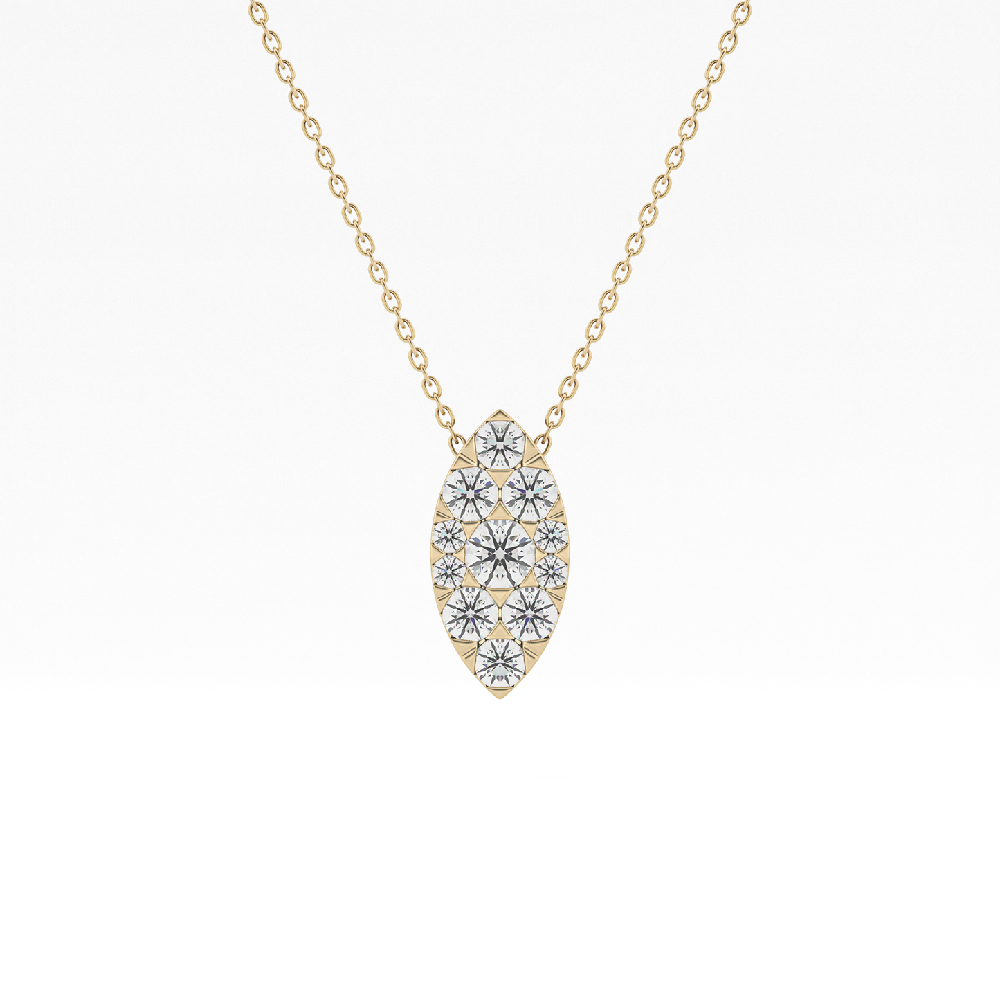0.7 TCW Round Lab Grown Diamond Multi Stone Marquise Pendant Necklace