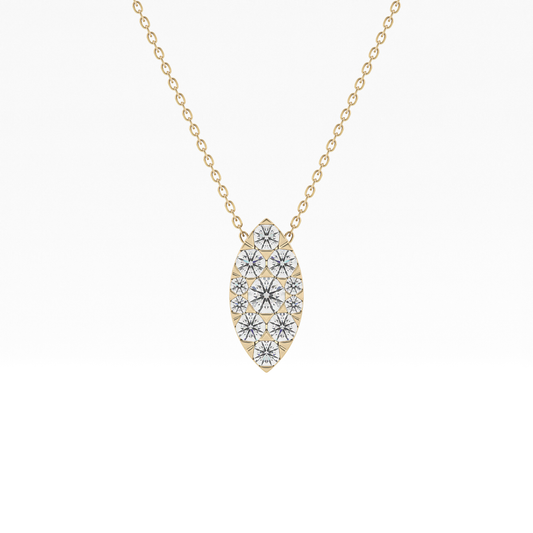 0.7 TCW Round Lab Grown Diamond Multi Stone Marquise Pendant Necklace