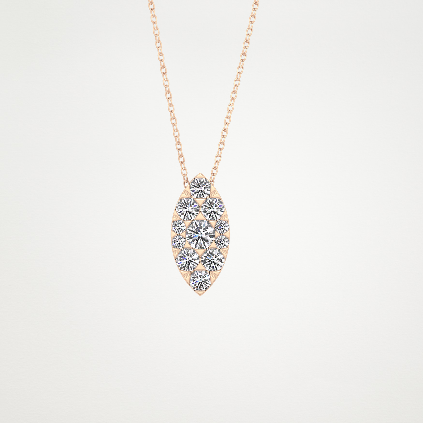 0.7 TCW Round Lab Grown Diamond Multi Stone Marquise Pendant Necklace