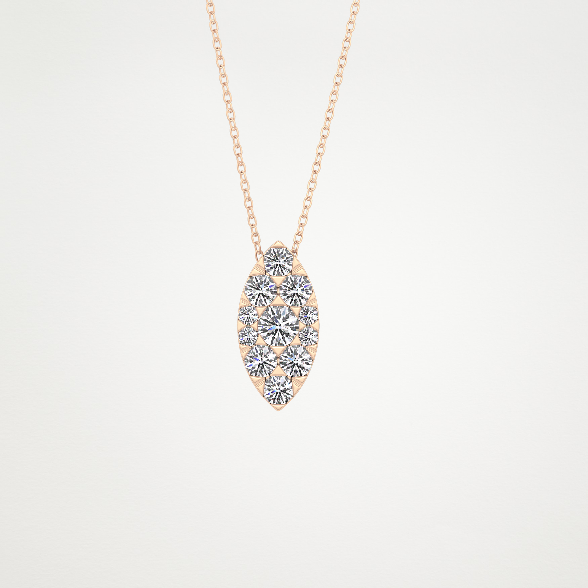0.7 TCW Round Lab Grown Diamond Multi Stone Marquise Pendant Necklace