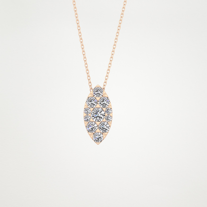 0.7 TCW Round Lab Grown Diamond Multi Stone Marquise Pendant Necklace