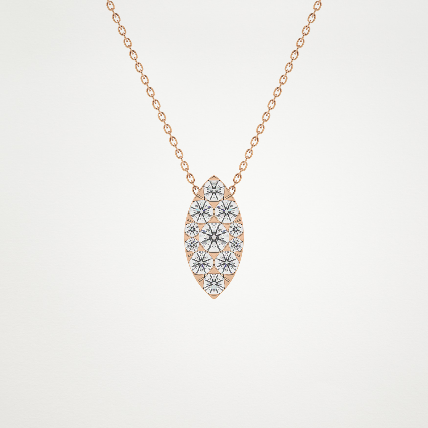 0.7 TCW Round Lab Grown Diamond Multi Stone Marquise Pendant Necklace