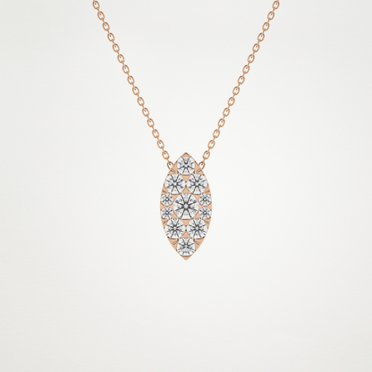 0.7 TCW Round Lab Grown Diamond Multi Stone Marquise Pendant Necklace