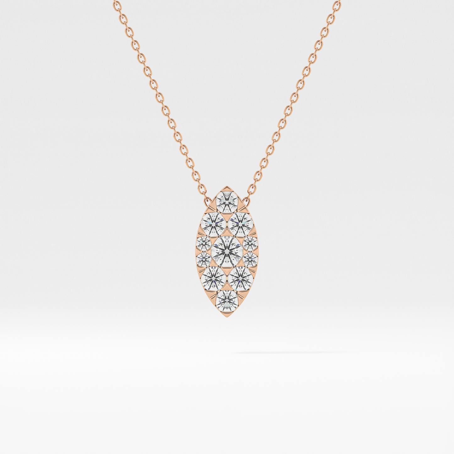 0.7 TCW Round Lab Grown Diamond Multi Stone Marquise Pendant Necklace