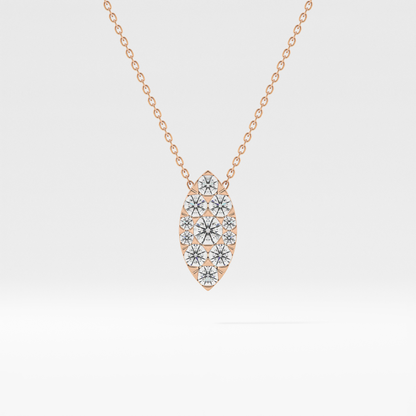 0.7 TCW Round Lab Grown Diamond Multi Stone Marquise Pendant Necklace