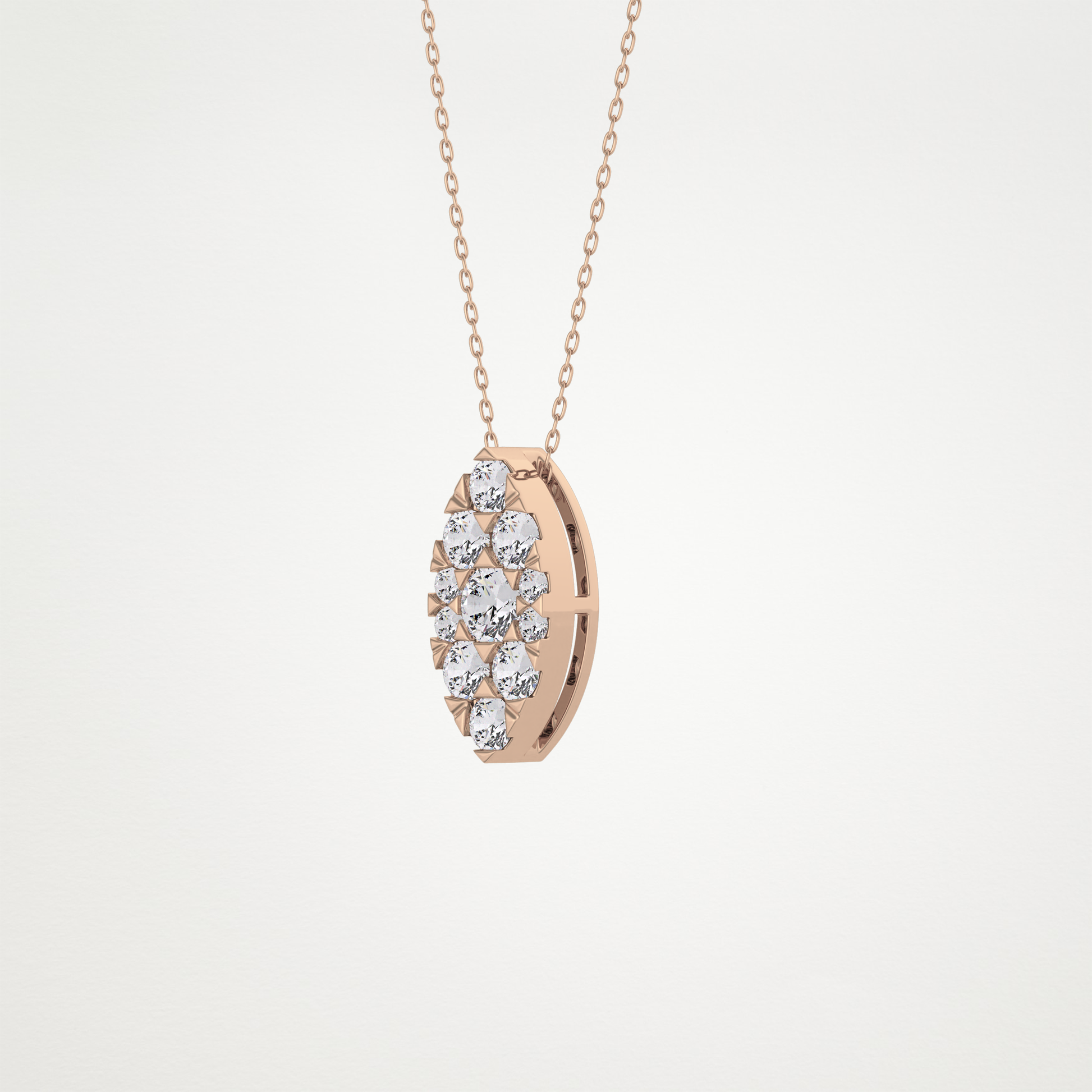 0.7 TCW Round Lab Grown Diamond Multi Stone Marquise Pendant Necklace