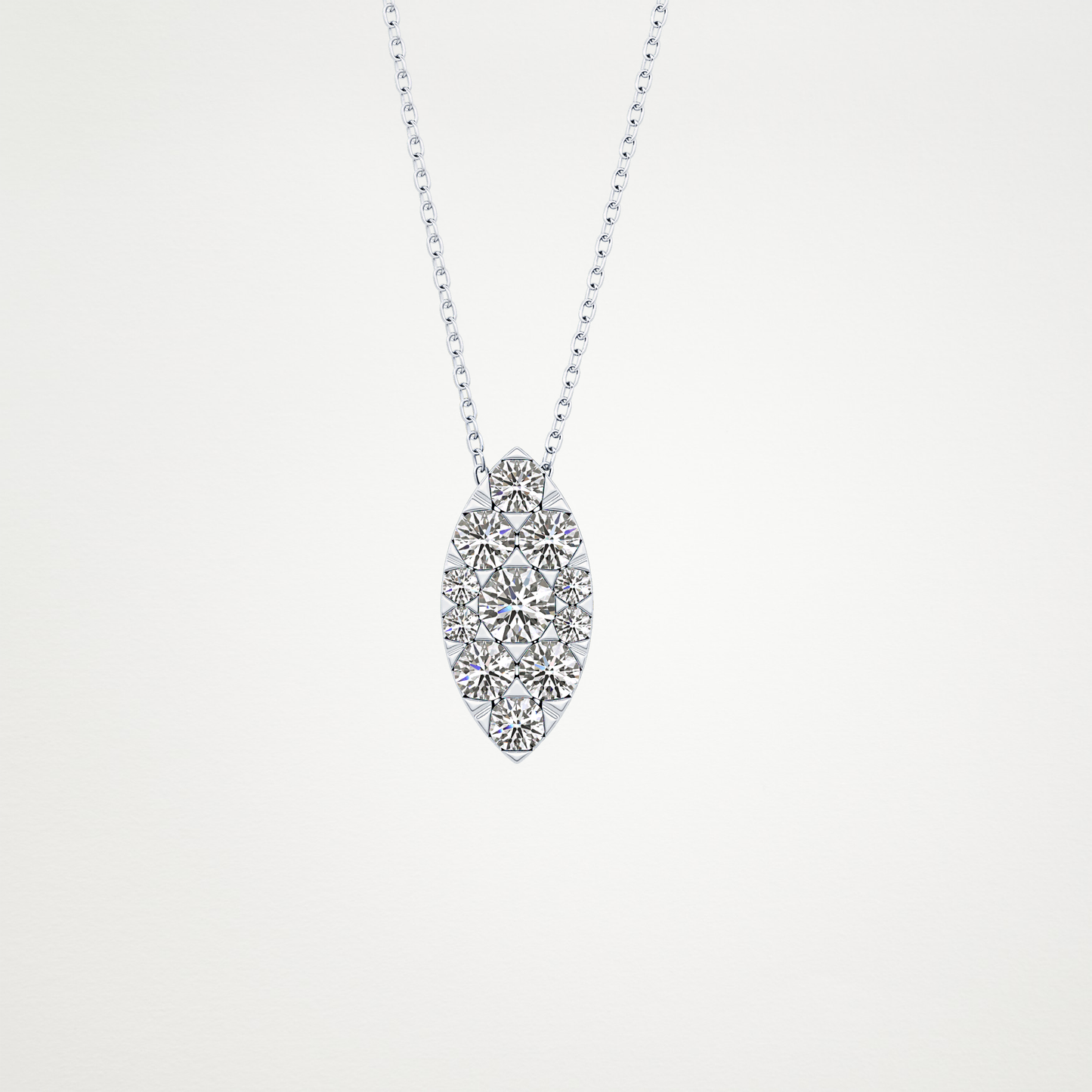 0.7 TCW Round Lab Grown Diamond Multi Stone Marquise Pendant Necklace