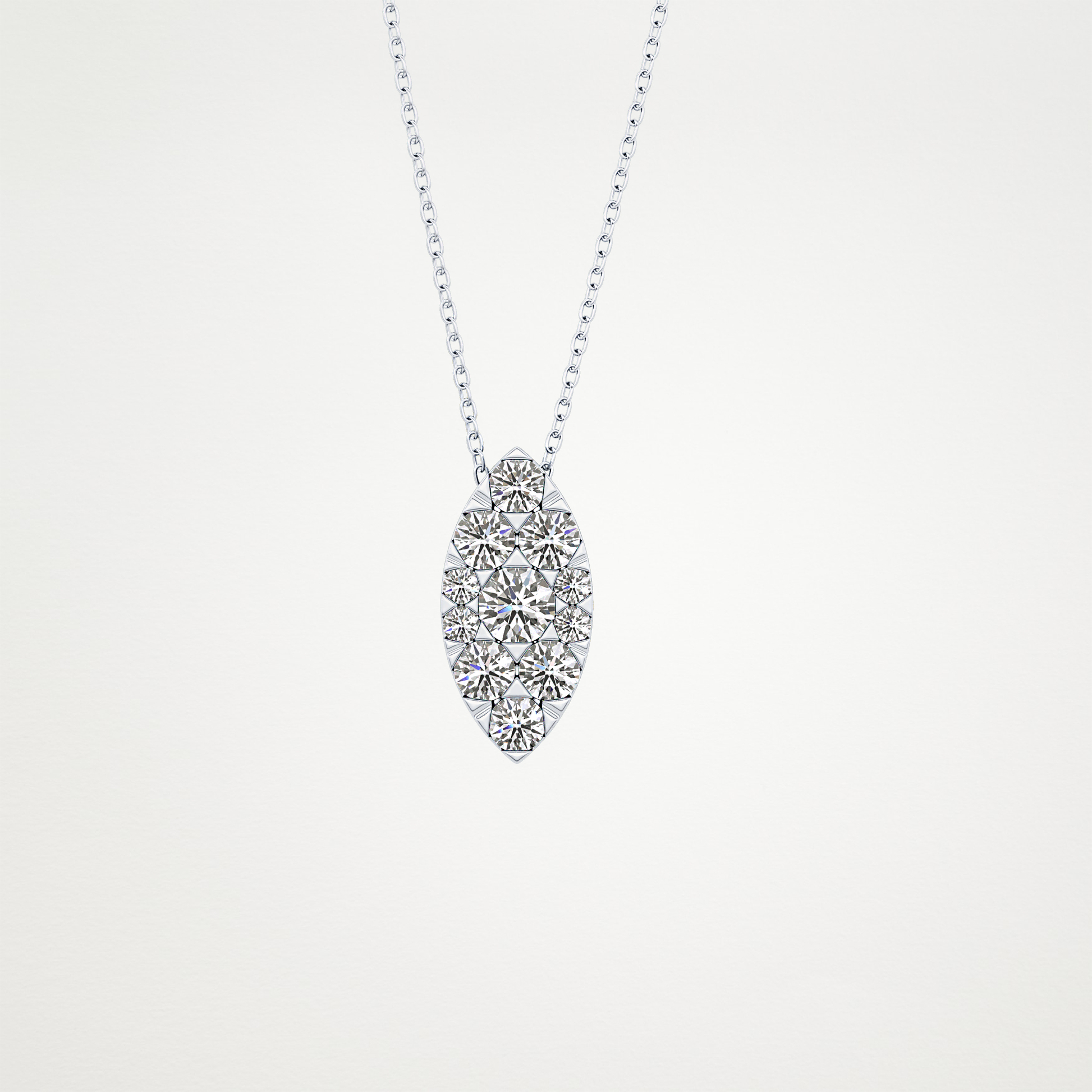 0.7 TCW Round Lab Grown Diamond Multi Stone Marquise Pendant Necklace
