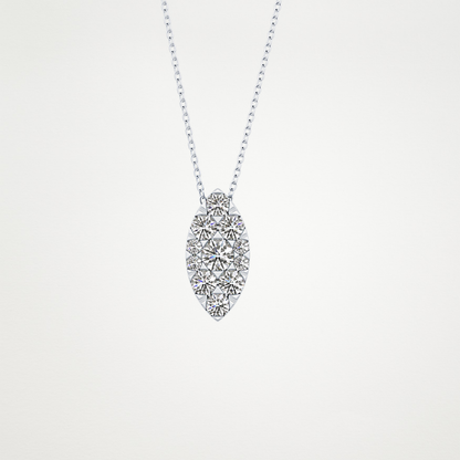 0.7 TCW Round Lab Grown Diamond Multi Stone Marquise Pendant Necklace