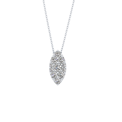 0.7 TCW Round Lab Grown Diamond Multi Stone Marquise Pendant Necklace