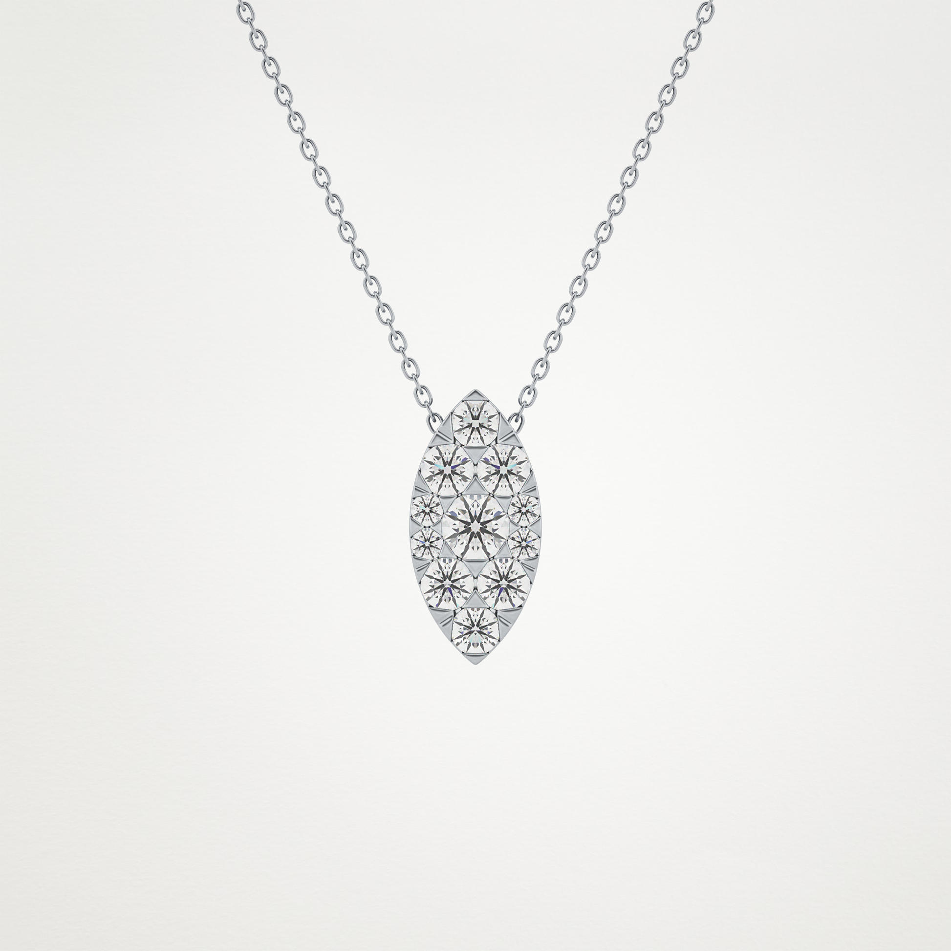 0.7 TCW Round Lab Grown Diamond Multi Stone Marquise Pendant Necklace