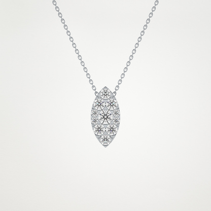 0.7 TCW Round Lab Grown Diamond Multi Stone Marquise Pendant Necklace