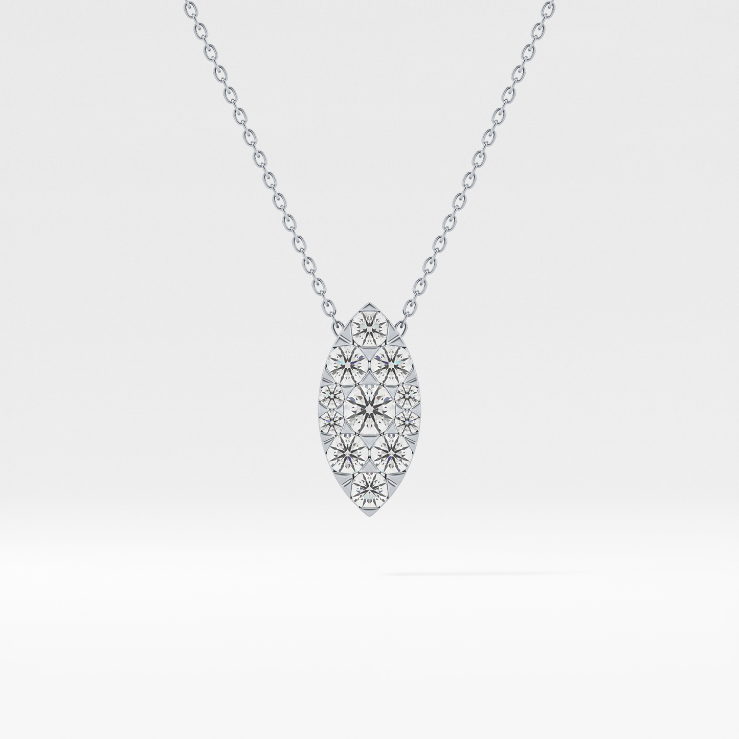 0.7 TCW Round Lab Grown Diamond Multi Stone Marquise Pendant Necklace