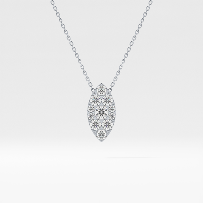 0.7 TCW Round Lab Grown Diamond Multi Stone Marquise Pendant Necklace