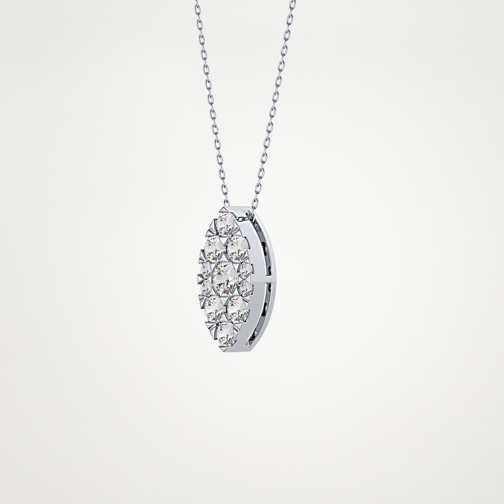 0.7 TCW Round Lab Grown Diamond Multi Stone Marquise Pendant Necklace