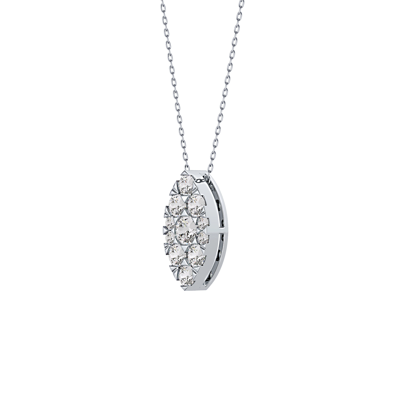 0.7 TCW Round Lab Grown Diamond Multi Stone Marquise Pendant Necklace