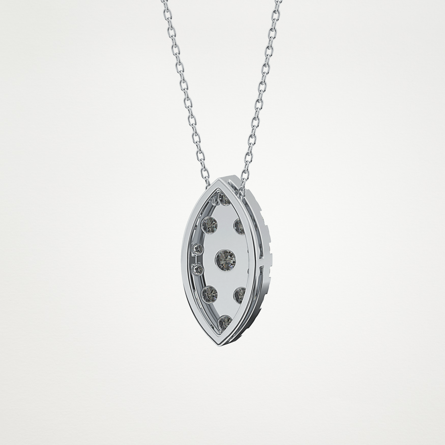 0.7 TCW Round Lab Grown Diamond Multi Stone Marquise Pendant Necklace