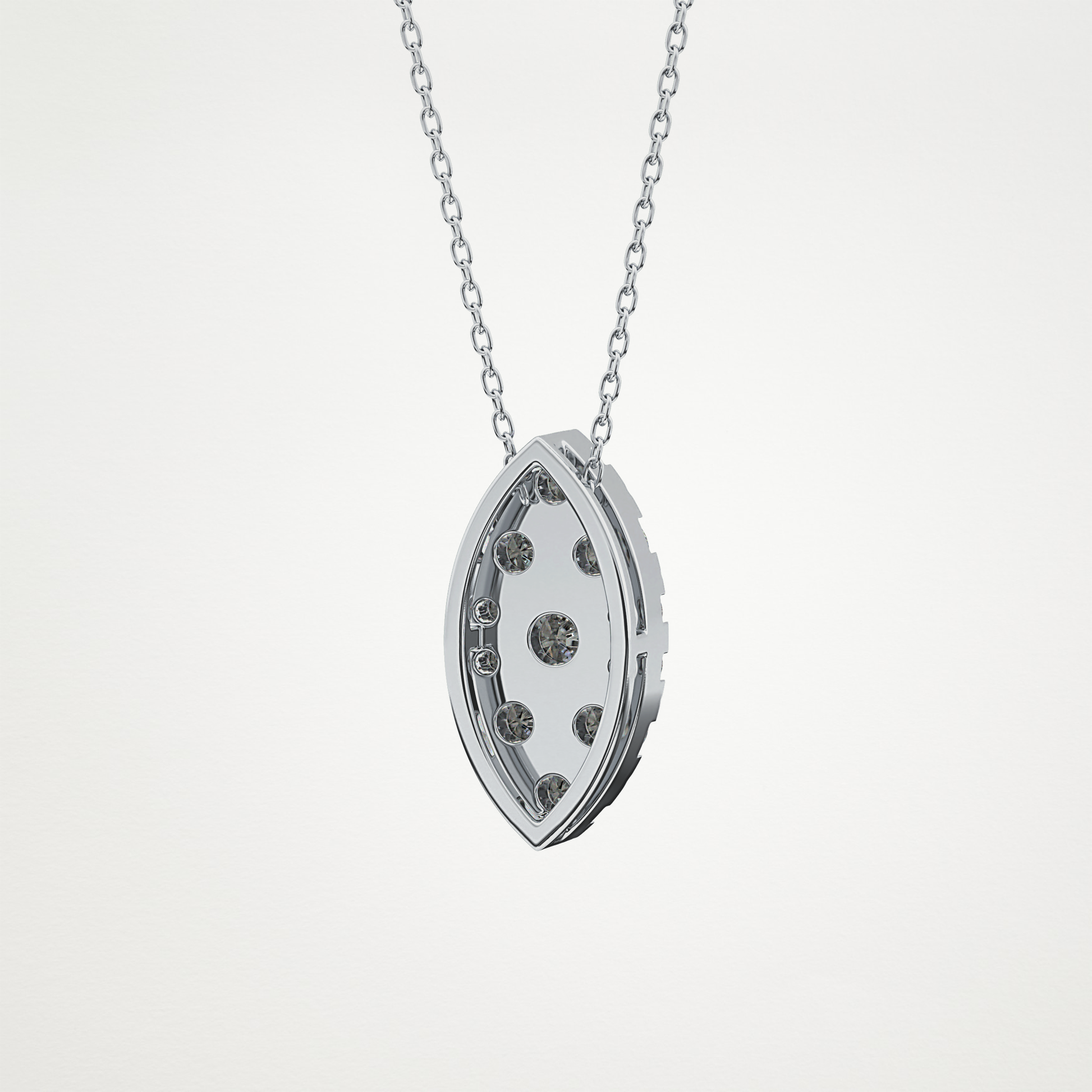 0.7 TCW Round Lab Grown Diamond Multi Stone Marquise Pendant Necklace