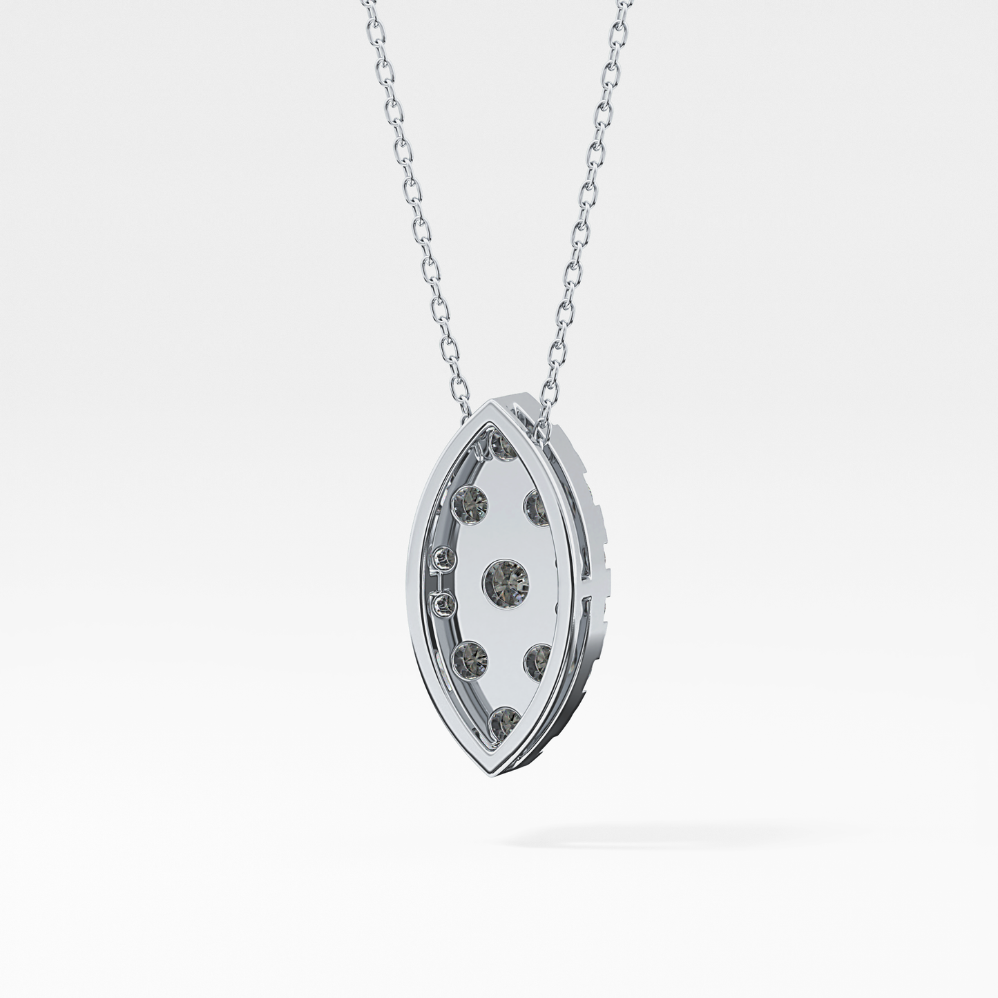 0.7 TCW Round Lab Grown Diamond Multi Stone Marquise Pendant Necklace