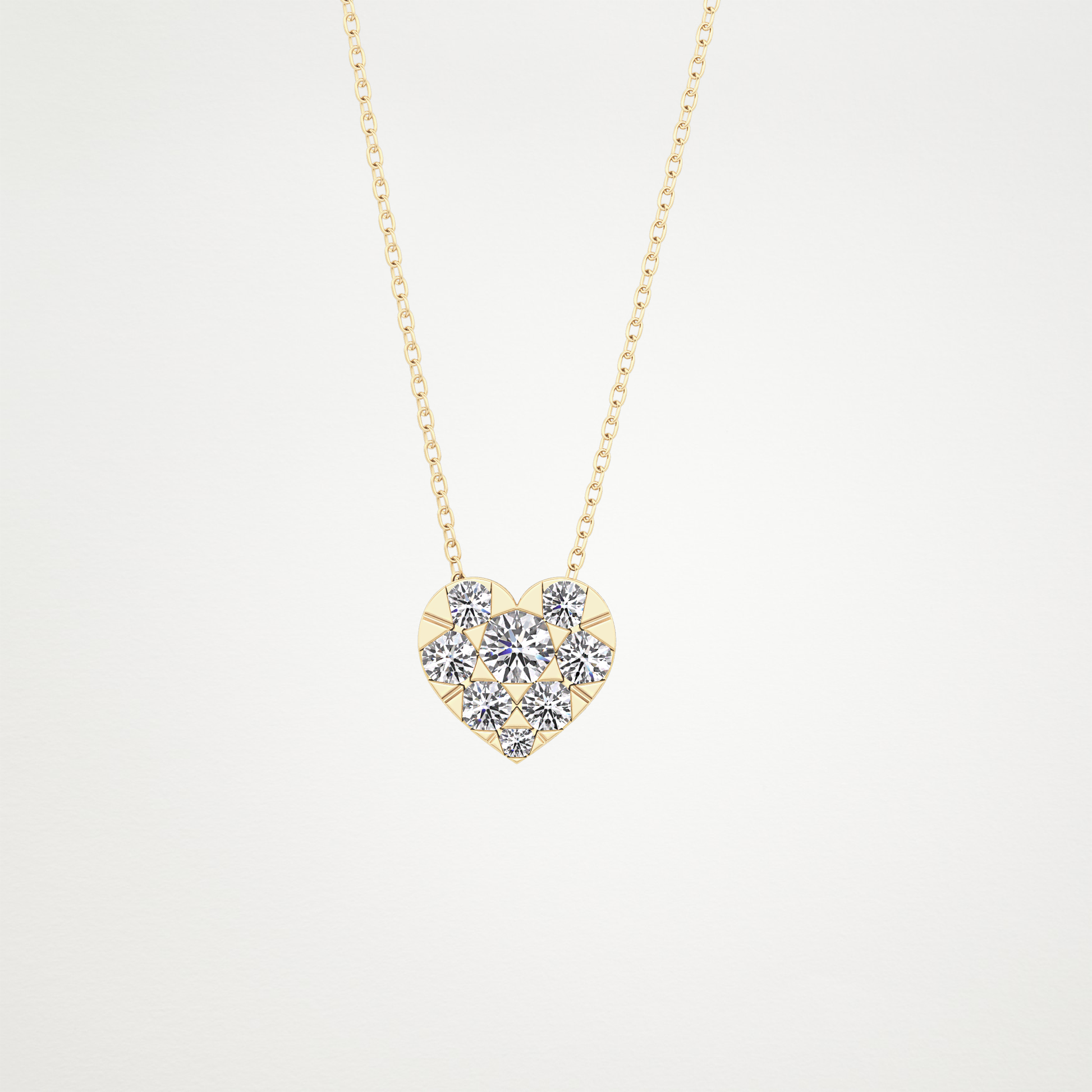 0.475 TCW Round Lab Grown Diamond Multi Stone Heart Pendant Necklace