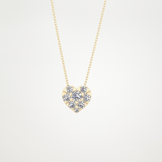 0.475 TCW Round Lab Grown Diamond Multi Stone Heart Pendant Necklace