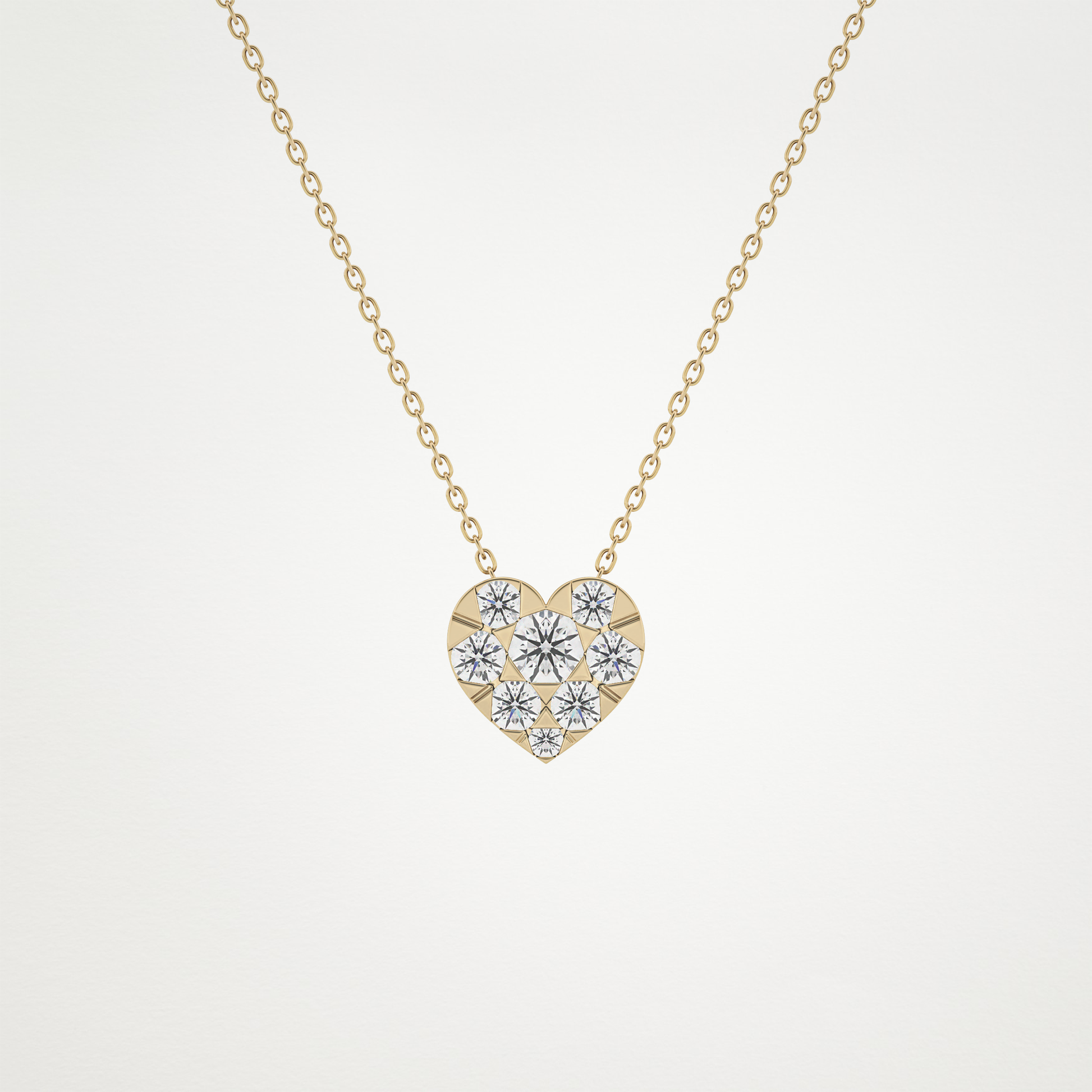 0.475 TCW Round Lab Grown Diamond Multi Stone Heart Pendant Necklace