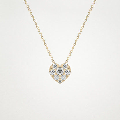 0.475 TCW Round Lab Grown Diamond Multi Stone Heart Pendant Necklace