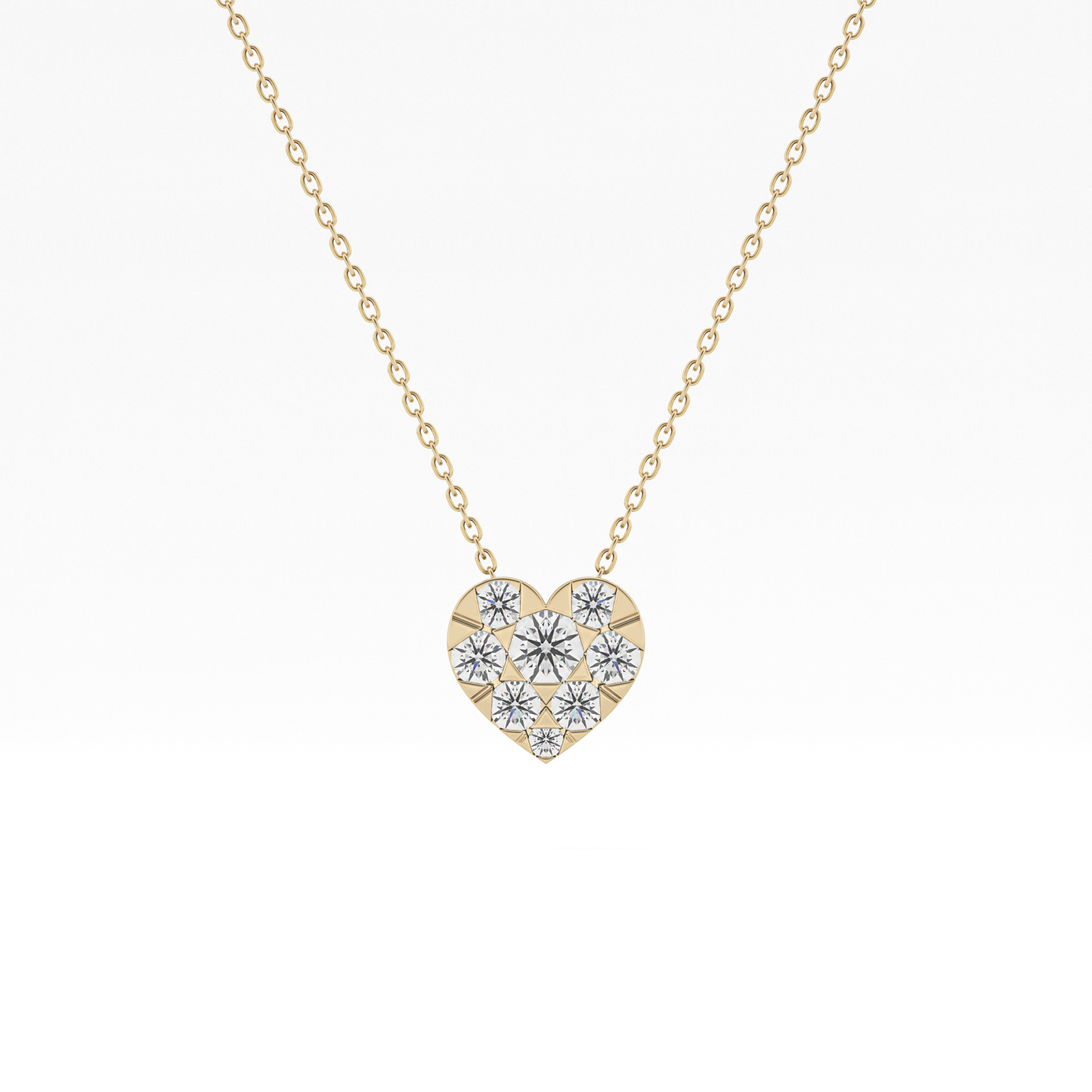 0.475 TCW Round Lab Grown Diamond Multi Stone Heart Pendant Necklace