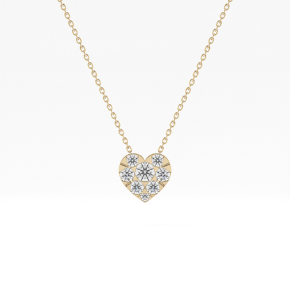 0.475 TCW Round Lab Grown Diamond Multi Stone Heart Pendant Necklace
