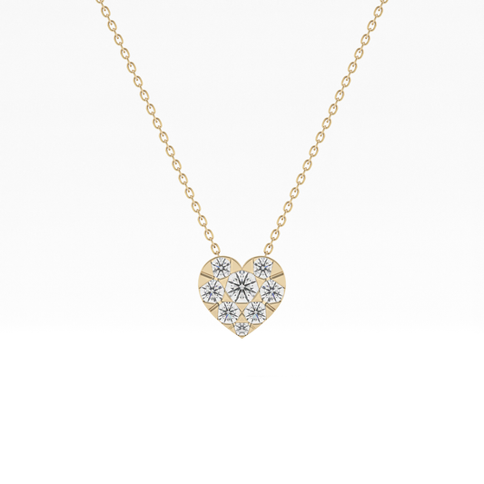 0.475 TCW Round Lab Grown Diamond Multi Stone Heart Pendant Necklace