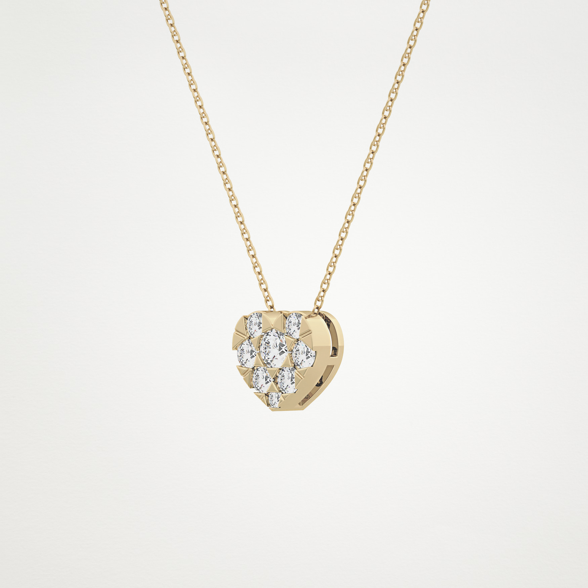 0.475 TCW Round Lab Grown Diamond Multi Stone Heart Pendant Necklace