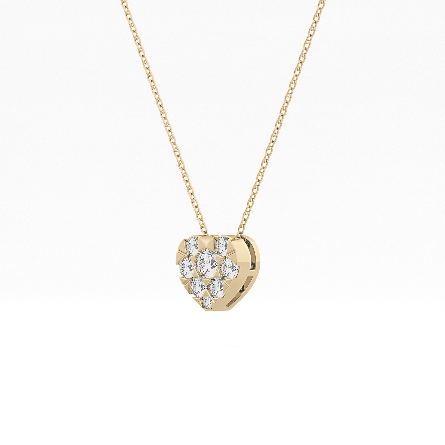 0.475 TCW Round Lab Grown Diamond Multi Stone Heart Pendant Necklace