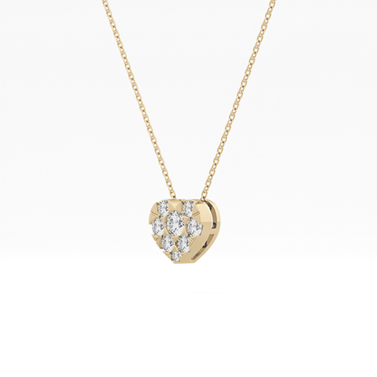 0.475 TCW Round Lab Grown Diamond Multi Stone Heart Pendant Necklace